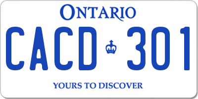 ON license plate CACD301