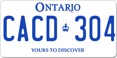 ON license plate CACD304