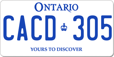 ON license plate CACD305