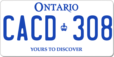 ON license plate CACD308