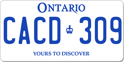 ON license plate CACD309