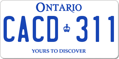 ON license plate CACD311