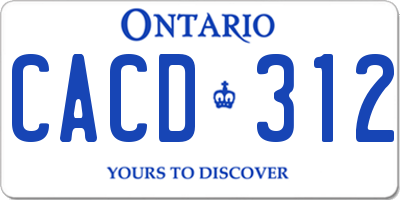 ON license plate CACD312