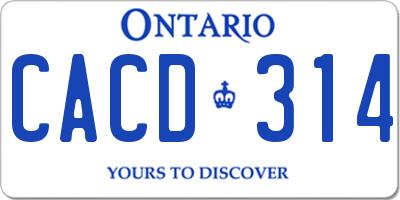 ON license plate CACD314