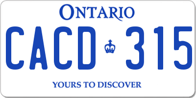 ON license plate CACD315