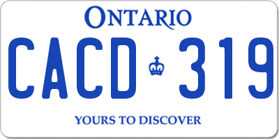 ON license plate CACD319