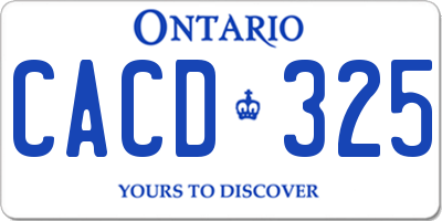 ON license plate CACD325