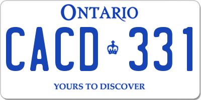 ON license plate CACD331