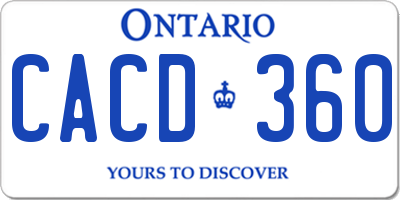 ON license plate CACD360