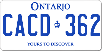 ON license plate CACD362