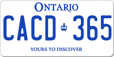 ON license plate CACD365