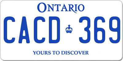 ON license plate CACD369