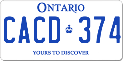 ON license plate CACD374