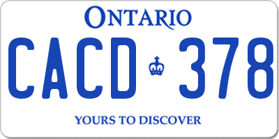 ON license plate CACD378