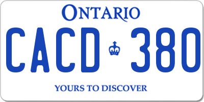 ON license plate CACD380