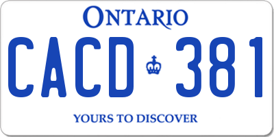 ON license plate CACD381