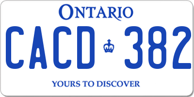 ON license plate CACD382