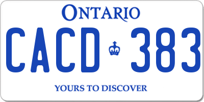 ON license plate CACD383