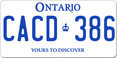 ON license plate CACD386