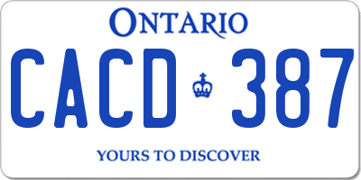 ON license plate CACD387