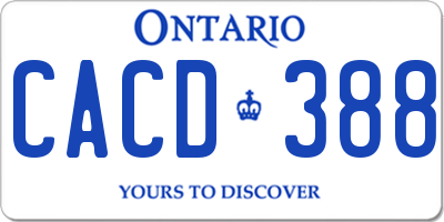 ON license plate CACD388