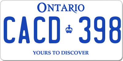 ON license plate CACD398