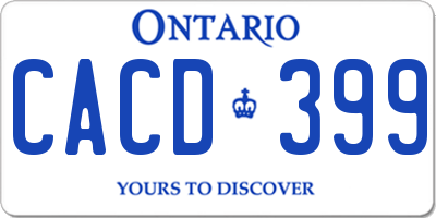 ON license plate CACD399