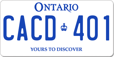 ON license plate CACD401