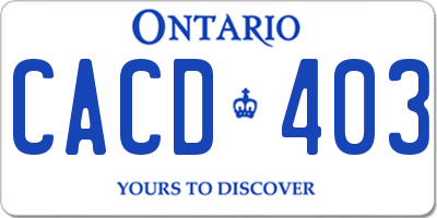 ON license plate CACD403