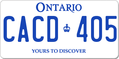 ON license plate CACD405