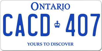 ON license plate CACD407