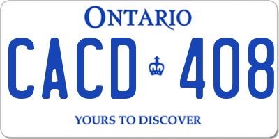 ON license plate CACD408