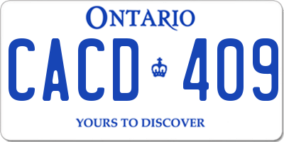 ON license plate CACD409