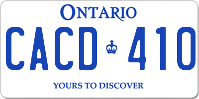 ON license plate CACD410