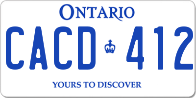 ON license plate CACD412