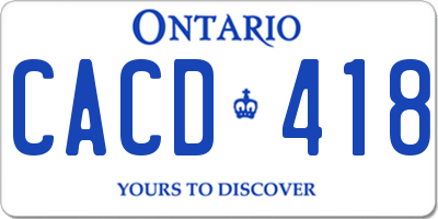 ON license plate CACD418