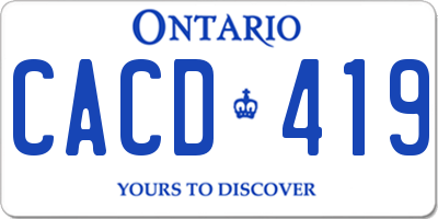 ON license plate CACD419