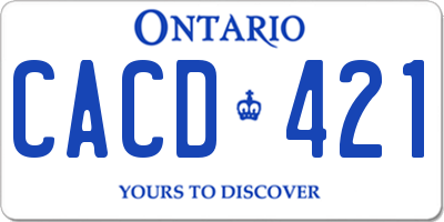 ON license plate CACD421