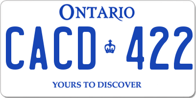 ON license plate CACD422