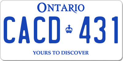 ON license plate CACD431