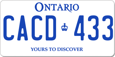 ON license plate CACD433