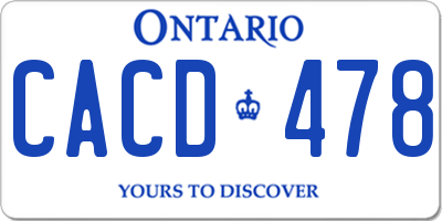 ON license plate CACD478