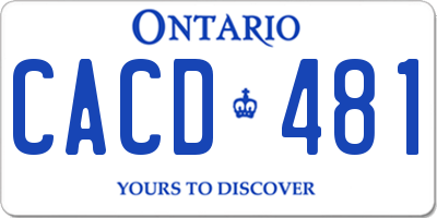 ON license plate CACD481