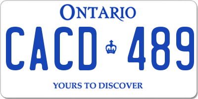 ON license plate CACD489