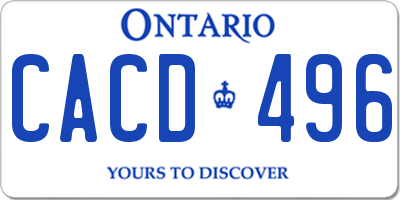 ON license plate CACD496