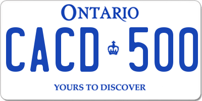 ON license plate CACD500