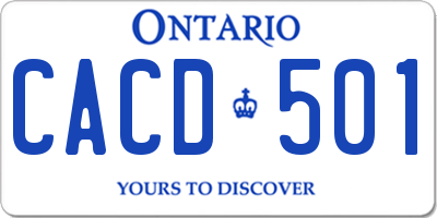 ON license plate CACD501