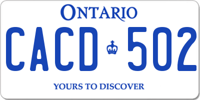 ON license plate CACD502