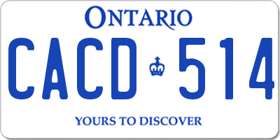 ON license plate CACD514