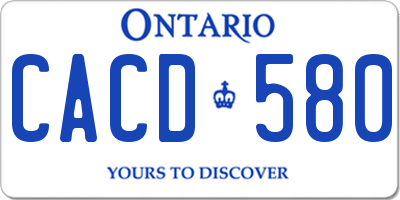 ON license plate CACD580